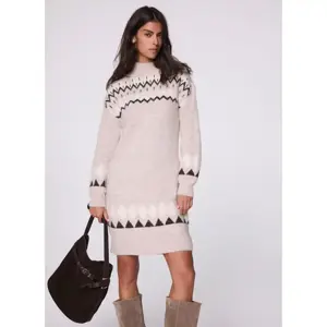 Mint Velvet Neutral Fairisle Knit Mini Dress